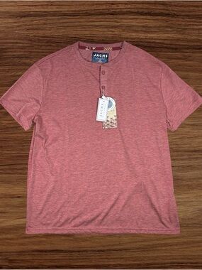 Jachs New York Men’s Red Ultra Soft Henley T-Shirt. Medium